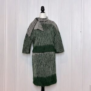 WOOLLAMA Vintage Llama Wool Degradé Blazer & Pencil Skirt Set